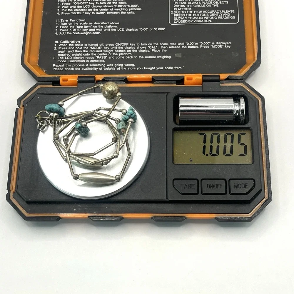 Vintage Turquoise Nugget‎ Sterling Silver Round & Melon Bead Necklace - Picture 11 of 11